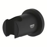 Stały uchwyt prysznicowy Grohe Rainshower neutral z okrągłą rozetą w kolorze phantom black.