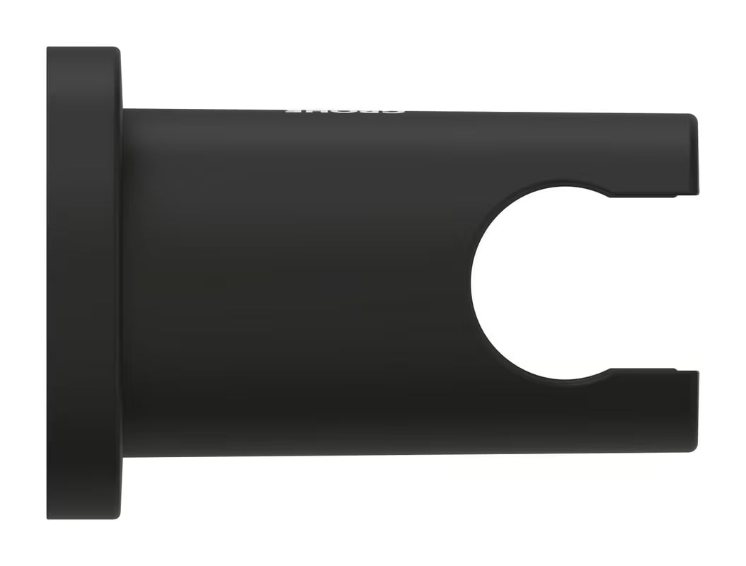 Stały uchwyt prysznicowy Grohe Rainshower neutral z okrągłą rozetą w kolorze phantom black.