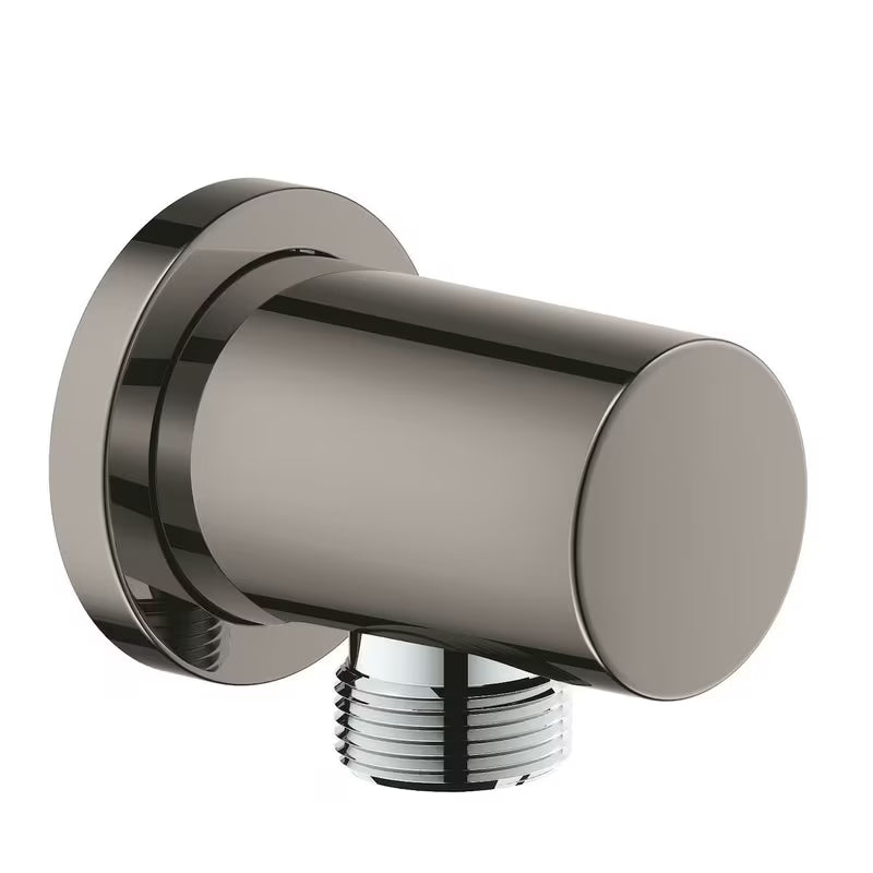 Przyłącze kątowe prysznice Grohe Rainshower neutral z okrągłą rozetą w wykończeniu hard graphite