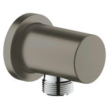 Przyłącze kątowe prysznice Grohe Rainshower neutral z okrągłą rozetą w wykończeniu brushed hard graphite