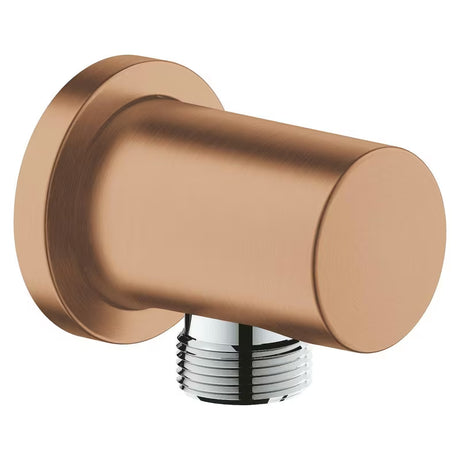 Przyłącze kątowe Grohe Rainshower neutral z okrągłą rozetą w wykończeniu Brushed Warm Sunset.