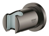 Stały ścienny uchwyt ręczna prysznice Grohe Rainshower neutral z okrągłą rozetą w wykończeniu Hard Graphite.