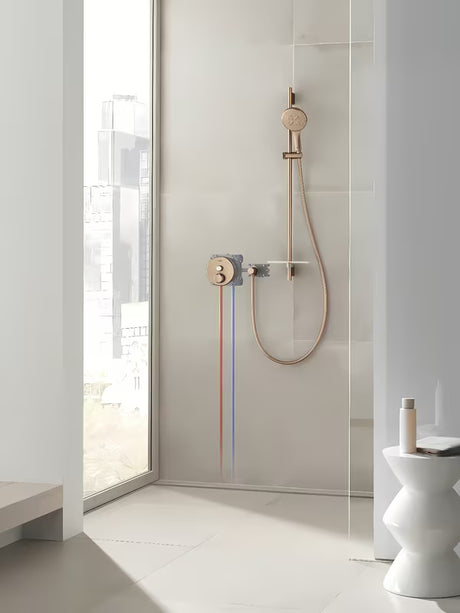 Słuchawka prysznicowa Grohe Rainshower smartactive 130 w wykończeniu brushed warm sunset z przyciskiem SmartTip
