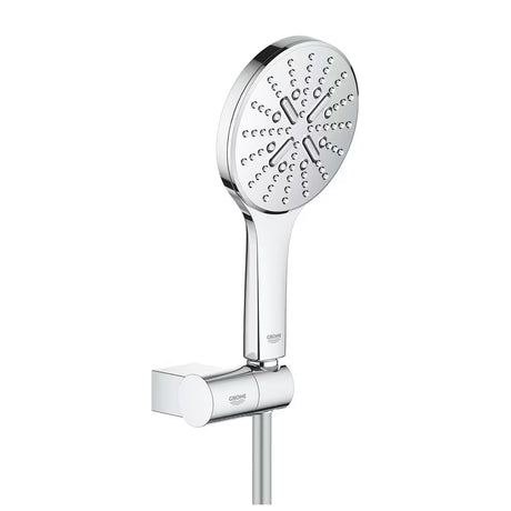 Chromowany zestaw prysznicowy Grohe Rainshower smartactive 130 ze słuchawką prysznicową, uchwytem i wężem 1500 mm