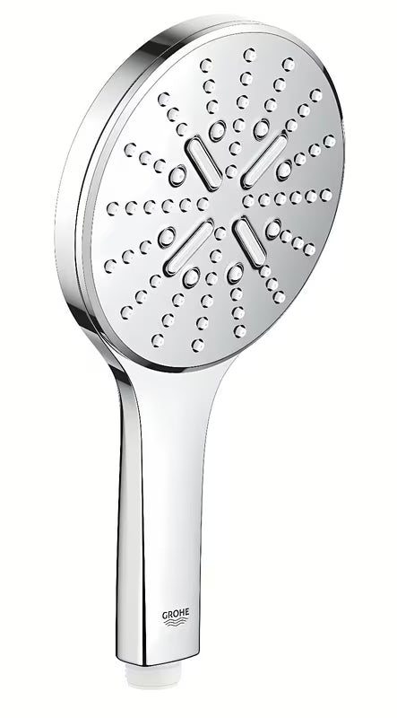 Chromowana słuchawka prysznicowa Grohe Rainshower smartactive z 3 funkcjami i średnicą 13