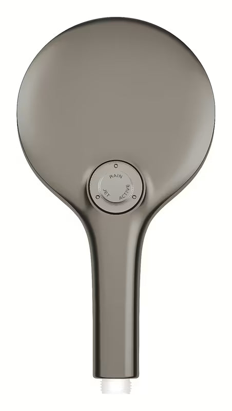 Słuchawka prysznicowa Grohe Rainshower 130 SmartActive w wykończeniu szczotkowany Hard Graphite z trzema rodzajami strumienia.
