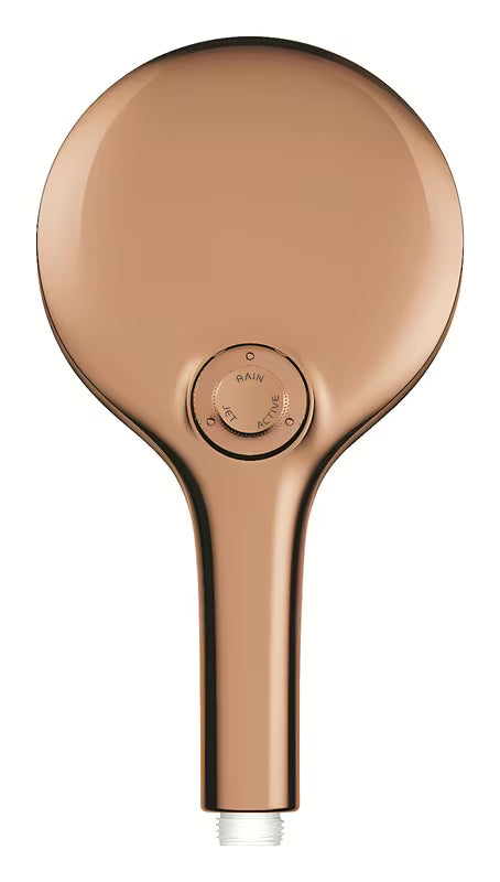 Słuchawka prysznicowa Grohe Rainshower 130 SmartActive w wykończeniu warm sunset z trzema rodzajami strumienia.