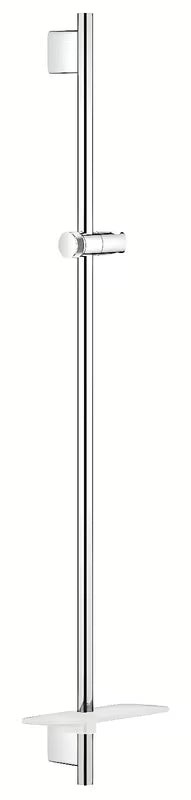 Drążek prysznicowy Grohe Rainshower smartactive 900 mm w chromie z półką EasyReach i regulowanym uchwytem.