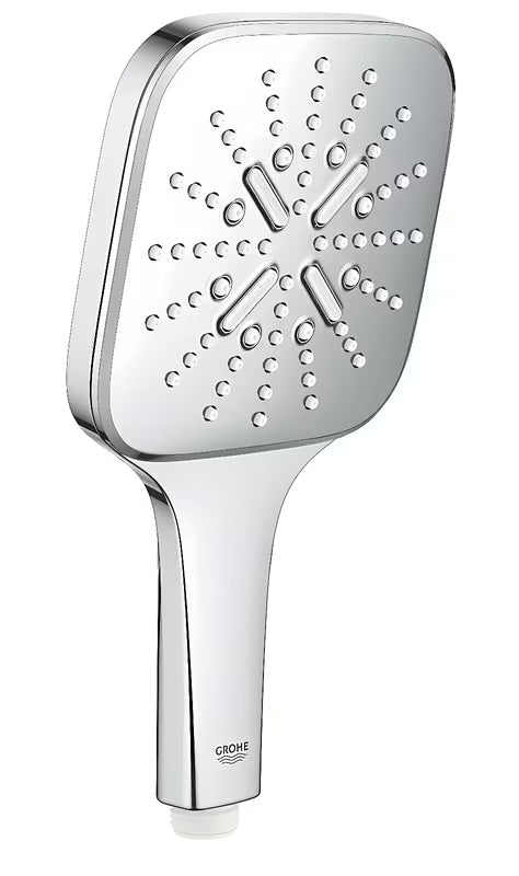 Chromowana słuchawka prysznicowa Grohe Rainshower smartactive Cube z trzema strumieniami i przełącznikiem SmartTip