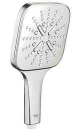 Słuchawka prysznicowa Grohe Rainshower 130 SmartActive Cube w wykończeniu supersteel z trzema rodzajami strumienia.