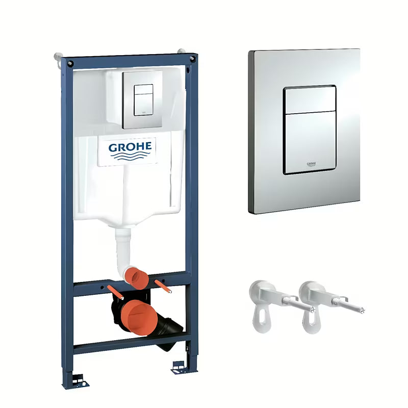 Grohe Rapid SL zestaw 3 w 1 ze stelażem podtynkowym GD 2 i chromowanym przyciskiem spłukującym Even