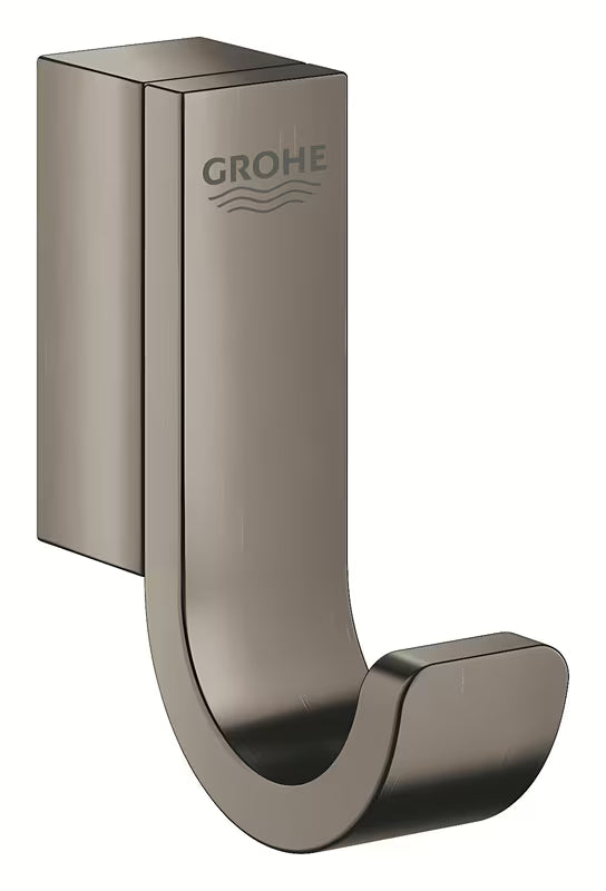 Metalowy haczyk na szlafrok haczyk Grohe Selection w wykończeniu szczotkowany hard graphite z ukrytym mocowaniem.