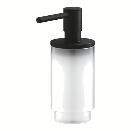 Dozownik do Mydła Grohe Selection w kolorze phantom black z połączenia szkła i metalu.