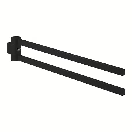 Podwójny uchwyt na ręczniki Grohe Selection z dwoma obrotowymi ramionami w kolorze phantom black.