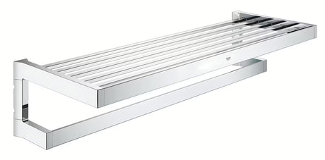 Chromowany uchwyt na ręczniki Grohe Selection Cube z drążkiem i górną półką pro do przechowywania ręczników