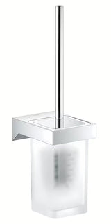 Ścienna SZCZOTKA do Wc Grohe Selection Cube w chromie, z ukrytym mocowaniem oraz uchwytem ze szkła i metalu.