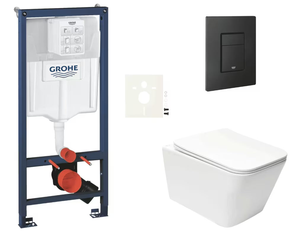 Zestaw WC podtynkowy SAT Infinitio z modułem podtynkowym Grohe Rapid SL, przyciskiem Even i deską wolnoopadającą