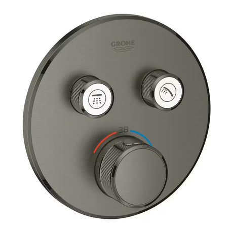 Podtynkowa termostatyczna bateria prysznicowa Grohe Grohtherm smartcontrol w wykończeniu brushed hard graphite.