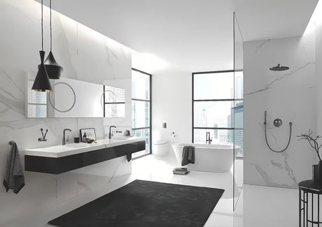 Podtynkowa termostatyczna bateria prysznicowa Grohe Grohtherm smartcontrol w wykończeniu brushed hard graphite.