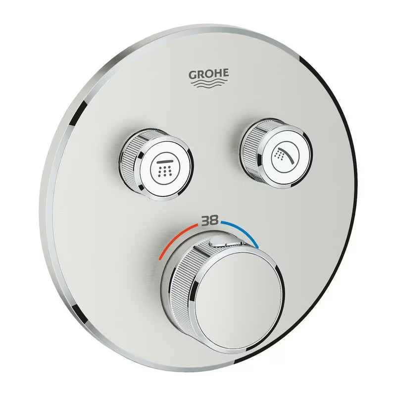 Termostatyczna podtynkowa bateria prysznicowa Grohe Grohtherm smartcontrol w wykończeniu supersteel