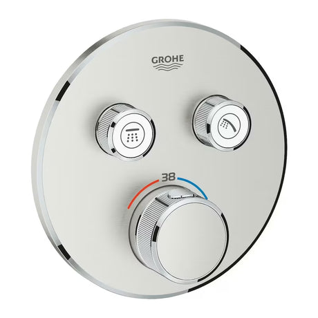 Termostatyczna podtynkowa bateria prysznicowa Grohe Grohtherm smartcontrol w wykończeniu supersteel
