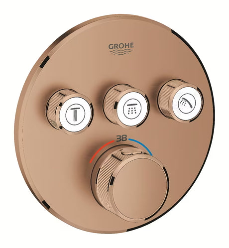 Podtynkowa termostatyczna bateria prysznicowa Grohe Grohtherm smartcontrol w wykończeniu szczotkowany Warm Sunset