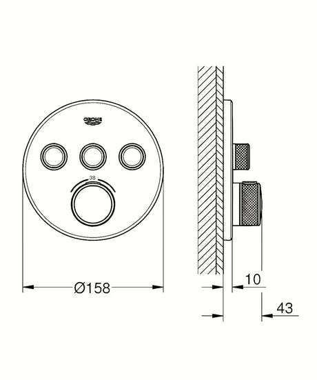 Podtynkowa termostatyczna bateria prysznicowa Grohe Grohtherm smartcontrol w wykończeniu szczotkowany Warm Sunset