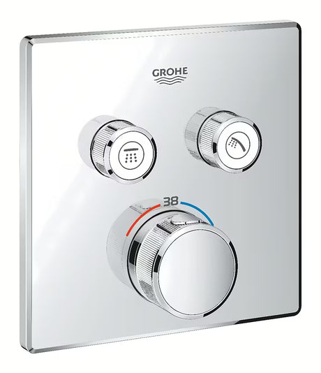 Chromowana podtynkowa termostatyczna bateria prysznicowa Grohe Grohtherm smartcontrol z przyciskiem sterującym