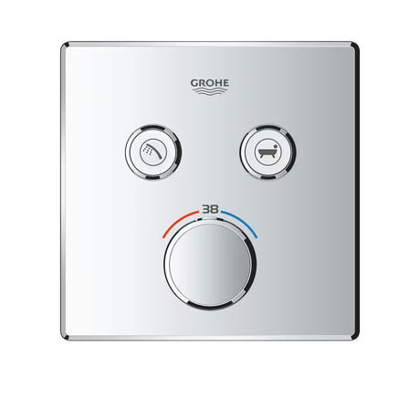 Chromowana podtynkowa termostatyczna bateria prysznicowa Grohe Grohtherm smartcontrol z przyciskiem sterującym