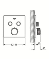 Chromowana podtynkowa termostatyczna bateria prysznicowa Grohe Grohtherm smartcontrol z przyciskiem sterującym