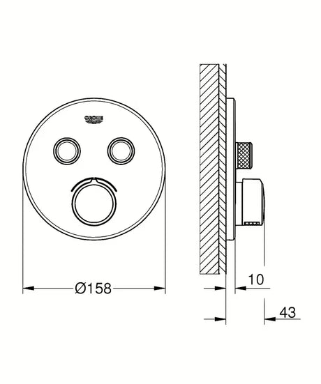 Podtynkowa bateria prysznicowa Grohe Smart Control w chromowanym wykończeniu z obsługą smartcontrol