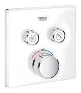 Podtynkowa termostatyczna bateria prysznicowa Grohe Grohtherm smartcontrol w wykończeniu Moon White z elementem sterującym smartcontrol.