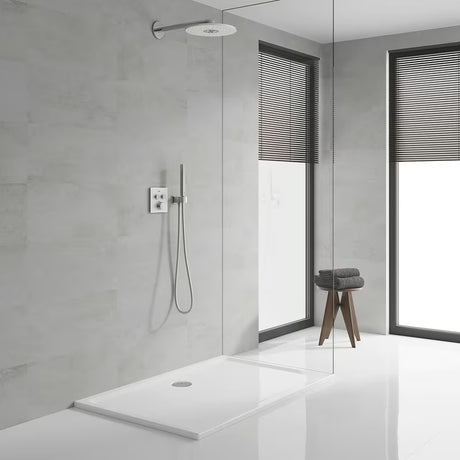 Podtynkowa termostatyczna bateria prysznicowa Grohe Grohtherm smartcontrol w wykończeniu Moon White z elementem sterującym smartcontrol.