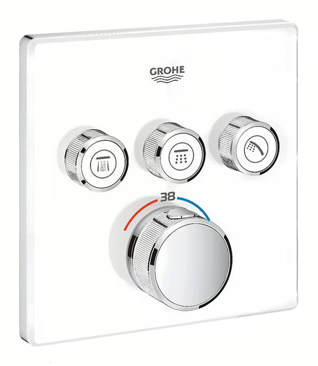 Podtynkowa termostatyczna bateria prysznicowa Grohe Grohtherm smartcontrol w kolorze Moon White z trzema zaworami