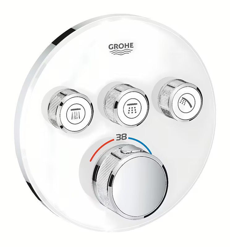 Podtynkowa termostatyczna bateria prysznicowa Grohe Grohtherm smartcontrol w wykończeniu Moon White