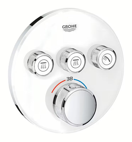 Podtynkowa termostatyczna bateria prysznicowa Grohe Grohtherm smartcontrol w wykończeniu Moon White