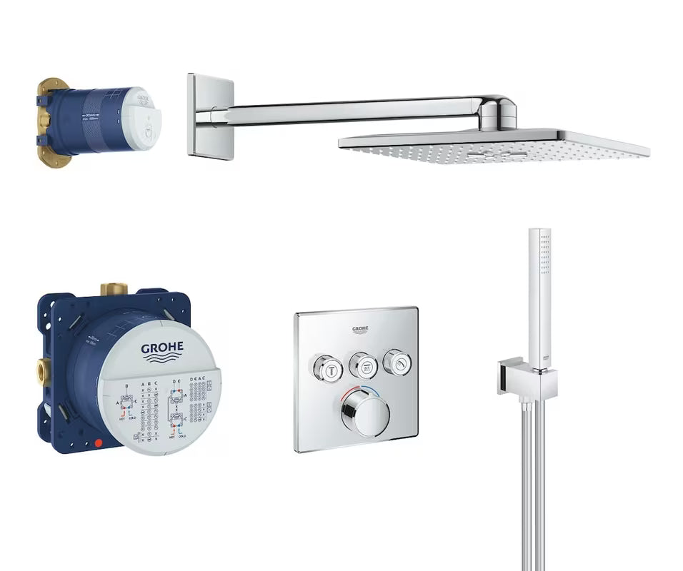Podtynkowy system prysznicowy Grohe Smart Control w chromie z deszczownicą i słuchawką prysznicową