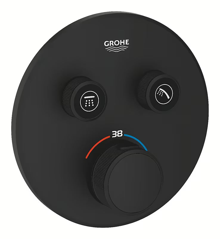 Podtynkowa bateria prysznicowa Grohe smartcontrol w wykończeniu phantom black z przyciskowym sterowaniem