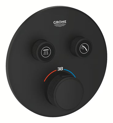 Podtynkowa bateria prysznicowa Grohe smartcontrol w wykończeniu phantom black z przyciskowym sterowaniem