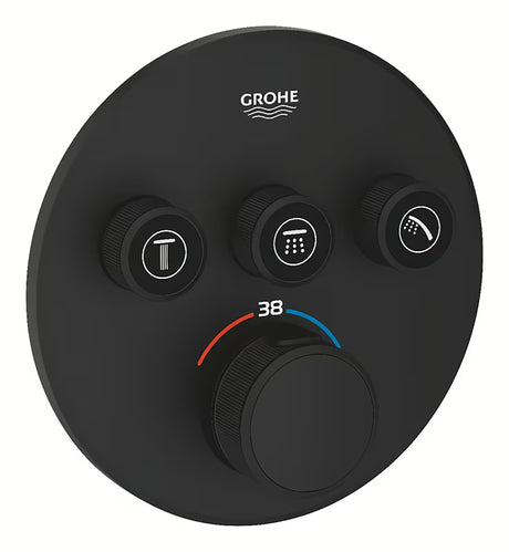 Podtynkowa bateria prysznicowa Grohe smartcontrol w wykończeniu phantom black z przyciskowym sterowaniem