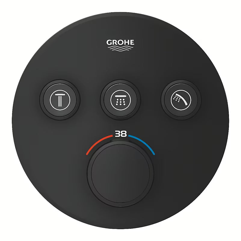Podtynkowa bateria prysznicowa Grohe smartcontrol w wykończeniu phantom black z przyciskowym sterowaniem