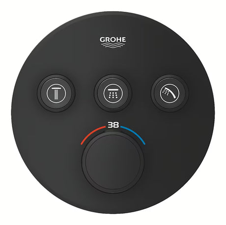 Podtynkowa bateria prysznicowa Grohe smartcontrol w wykończeniu phantom black z przyciskowym sterowaniem