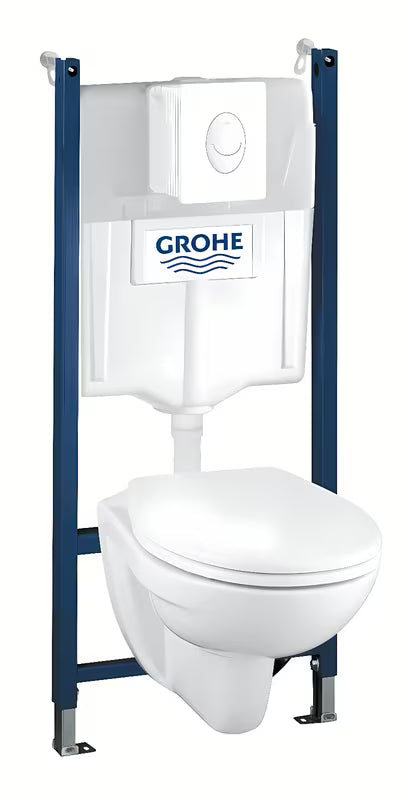 Zestaw pro miska WC wisząca Grohe Solido Compact 4 w 1 ze spłuczką podtynkową, przyciskiem Skate Air i deską soft Close