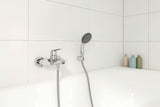 Chromowana ścienna jednouchwytowa bateria wannowa Grohe Start z automatycznym przełącznikiem wanna/prysznic
