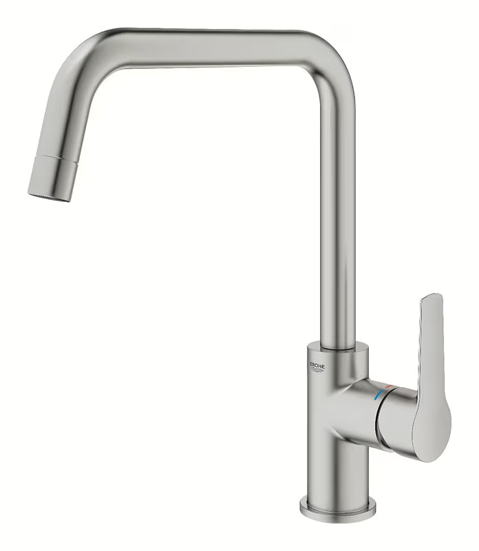 Jednouchwytowa bateria zlewozmywakowa Grohe Start z wysoką obrotową wylewką U w wykończeniu supersteel