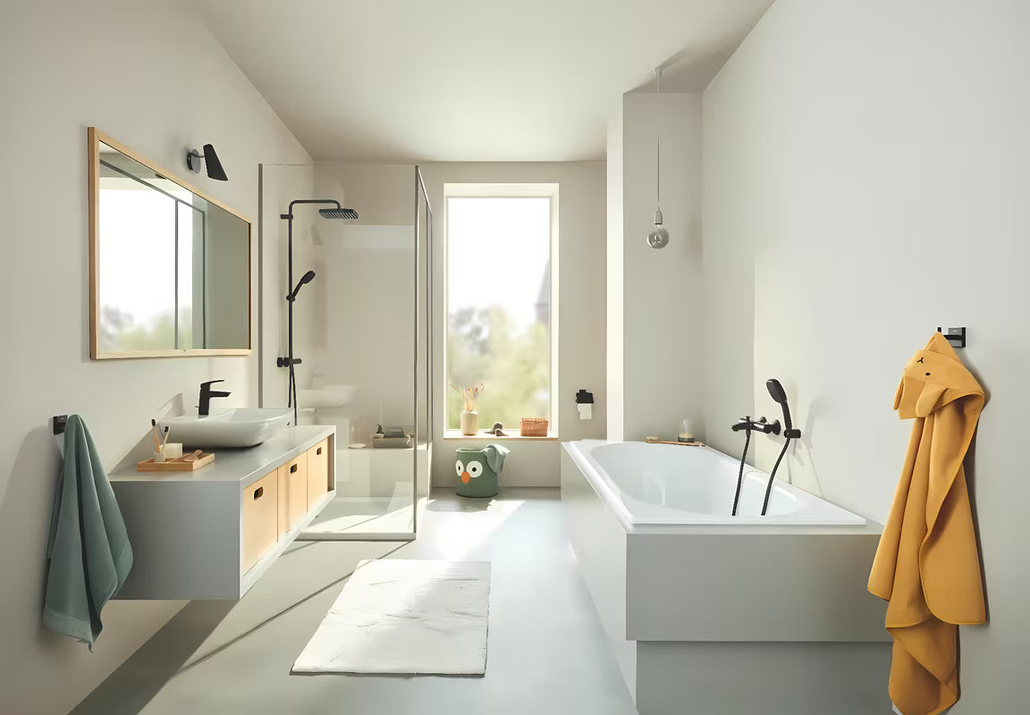 Łazienkowy haczyk Grohe Start Cube w matowej czerni z ukrytym mocowaniem