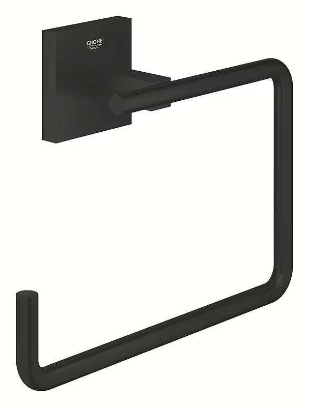 Matowoczarny metalowy uchwyt na ręczniki Grohe Start Cube z ukrytym mocowaniem