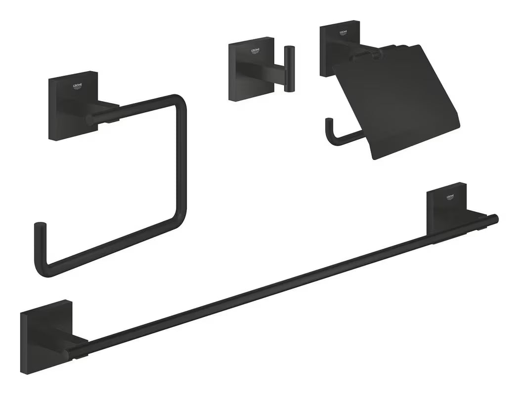 Grohe Start Cube zestaw akcesoriów łazienkowych w matowej czerni z ukrytym mocowaniem