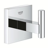 Metalowy haczyk Grohe Start Cube Accessories w wykończeniu chrom z ukrytym mocowaniem.