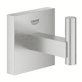 Metalowy łazienkowy haczyk Grohe Start Cube Accessories w wykończeniu supersteel z ukrytym mocowaniem